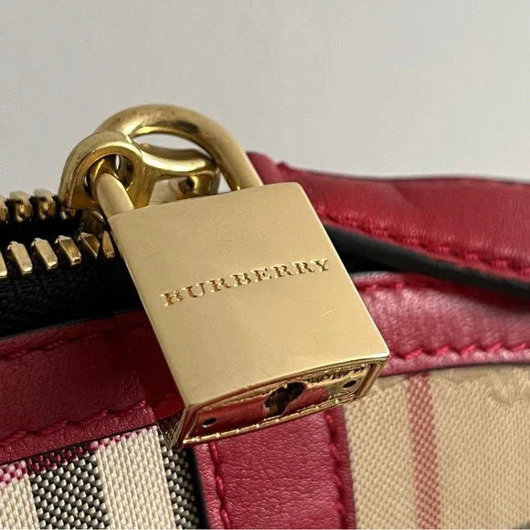 Burberry Red Trim Vintage Check Dome Satchel - Picture 4 of 9